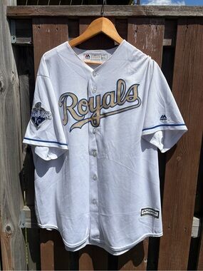 Kansas City Royals 2015 World Series Champions Jersey Blank Majestic Made Usa XL